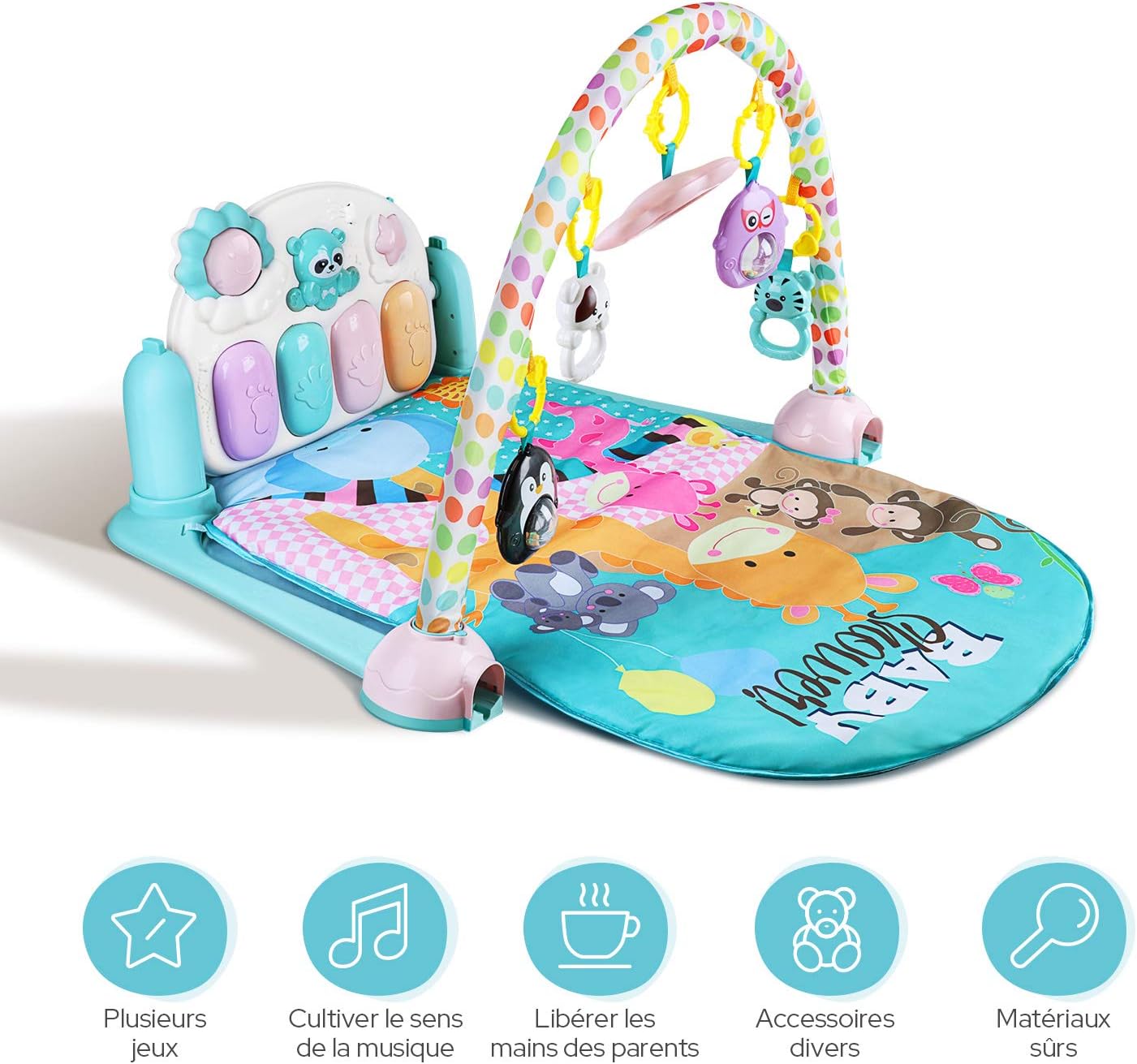 Tapis De Jeux Avec Arches Pour Bebe De 0 A 36 Mois Contient 5 Jouets Suspendus Yissvic Tapis Deveil Bebe Bebe Puericulture Tapis De Jeux Et D Eveil