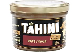 Halva Kingdom Artisanal Tahini All-Natural Sesame Tahini Paste | 100% Pure Rich & Creamy Ground Sesame Paste, Tahini Sauce, Dressing & Dips | Vegan, Kosher | Non-GMO 17.6 OZ (Original) (DATE SYRUP)