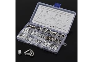 PNXKTXO 240pcs Wire Rope Thimbles Aluminum Crimping Loop Sleeve Assortment Kit 11size 3/64'' 1/16'' 5/64'' 3/32'' 3/16'' 5/32'' for 304 Stainless Steel Cable Crimp Rigging