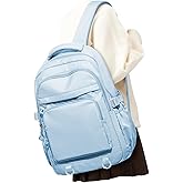 Simple Backpack for School Waterproof Backpack for Women Men Cute Casual Daypacks Lightweight Backpacks High School Bookbag for Teens Girls Boys(Blue)