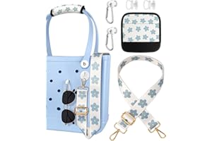 Toykee Bag Strap Charms Crossbody for Bogg Bag Accessories - Shoulder Strap Neoprene Luggage Handle Wrap for Suitcase & 2 Key Holders Blue Flower