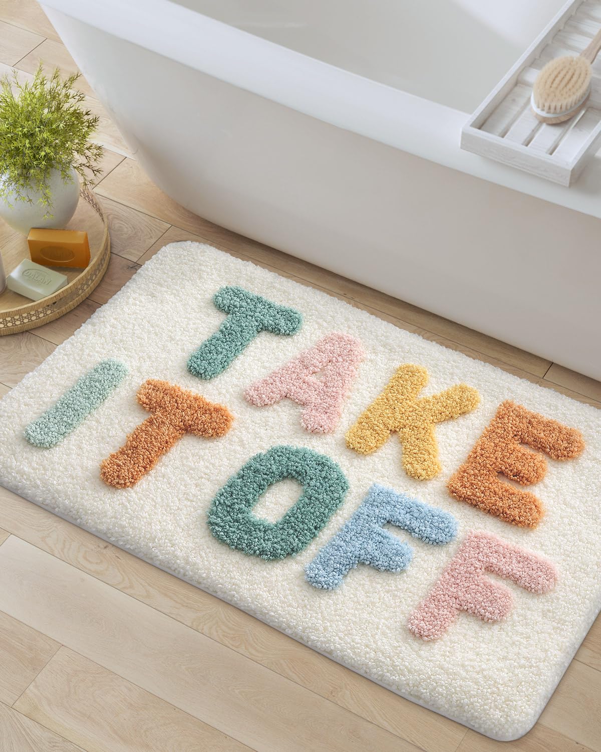 Photo 1 of DEXI Fun Bath Mat, Funny Bathroom Rug Cute Bathmat,Non Slip Washable, Soft Absorbent Quick Dry, Shower Floor Carpet for Tub, Sink, Toilet, 17"x30", Colorful
