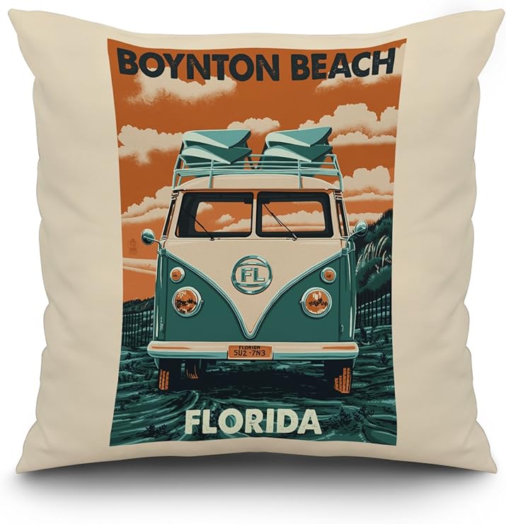 Amazon Com Boynton Beach Florida Camper Van Letterpress 20x20