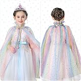 ACWOO Princess Cape for Girls Colorful Deluxe Cloak with Crown view 5