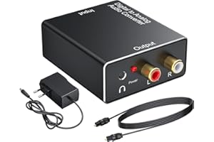VIXLW DA Converter Aluminum, 192KHz DAC Digital SPDIF Toslink to Analog Stereo Audio Converter with Optical Cable, R/L 3.5mm Jack, for PS3 PS4 Xbox HDTV Blu-ray Sky HD Apple TV