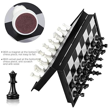 Famous Quality Folding Materials and Smooth Surface Magnetic Chess Board, 9.5-inch (Black and White)
