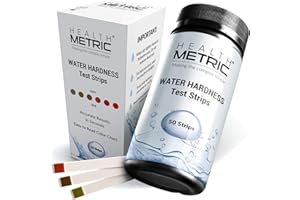 Health Metric Pro Water Hardness Test Kit | Quick & Easy Hard Water Test Strips for Water Softener Dishwasher Well Spa and Pool Water | 50 Tester Strips at 0-425 ppm | Calcium & Magnesium Hardness
