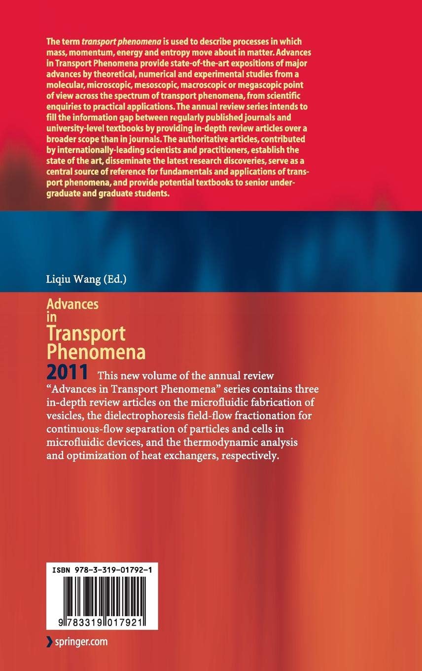 Advances In Transport Phenomena 2011 Amazoncouk Liqiu Q - 
