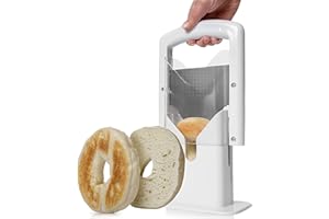 Bagel Cutter Slicer with Safety Handle,Household Bagel Slicer Stainless Steel Bagel Precision Cutter Reusable Bread Slicer Po