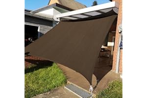 KANAGAWA Sun Shade Sail 10'x13' Brown Rectangle UV Block Canopy Awning Shelter Fabric Cloth Screen for Outdoor Patio Garden Backyard