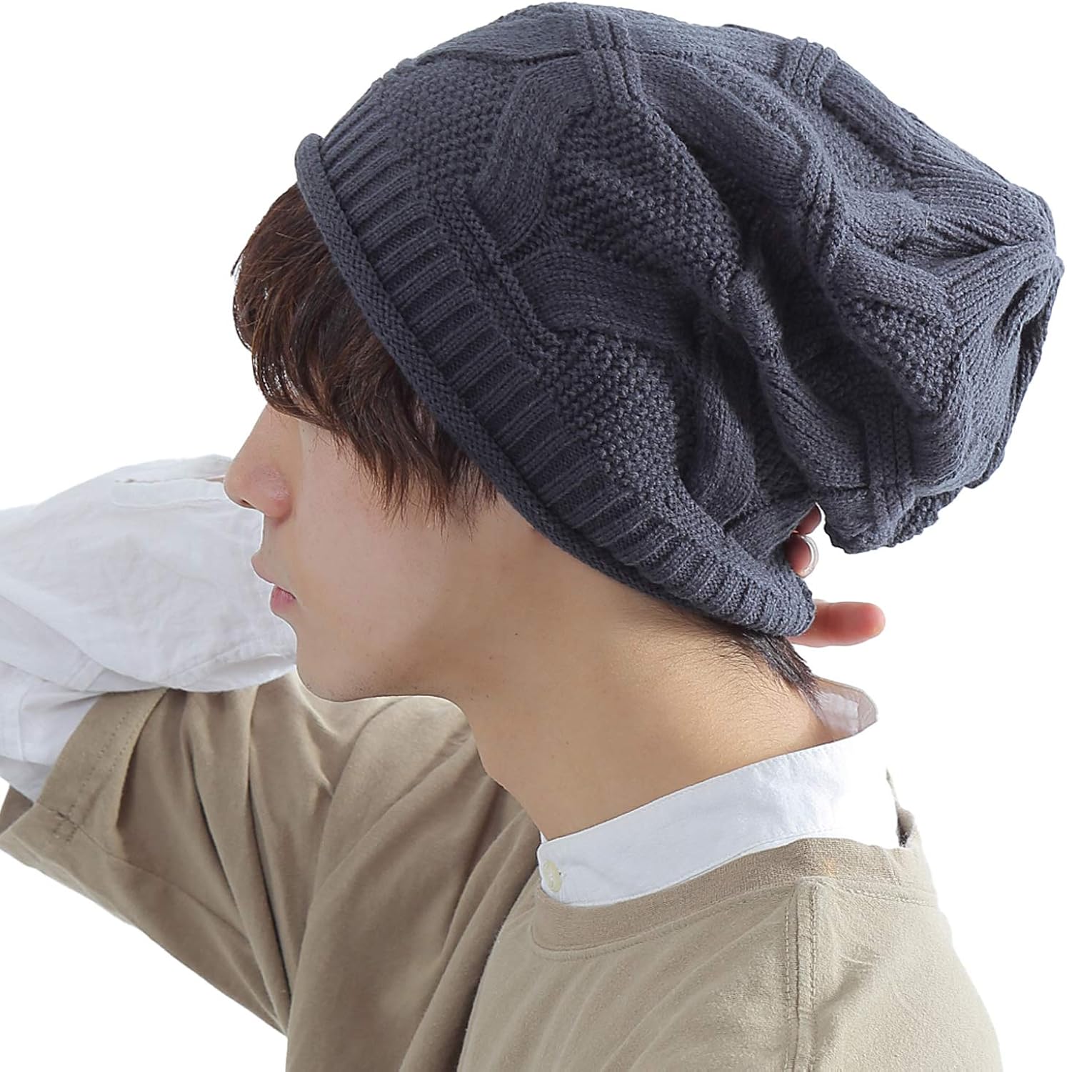 Amazon ニット帽 ゆったりかぶれるメンズビーニー ニットキャップ メンズ 大きめ Nogees グレー キャップ 通販