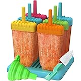 Ozera Reusable Popsicle Molds Ice Pop Molds Maker - Set of 6 - With Silicone Funnel & Cleaning Brush - Assorted Colors