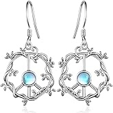 Peace Sign Earrings 925 Sterling Silver Peace Hippie Earrings Moonstone Peace Sign Earrings for Women
