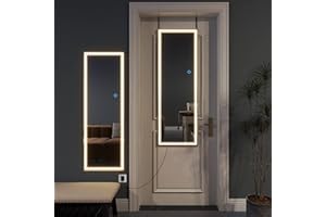 GlasFlength Full Body Mirror with Lights, 47"x16" LED Mirror Full Length, Full Length Mirror with LED Lights, Wall Mounted Door Hanging Mirror, Dressing Mirror for Bedroom Living Room, Silver