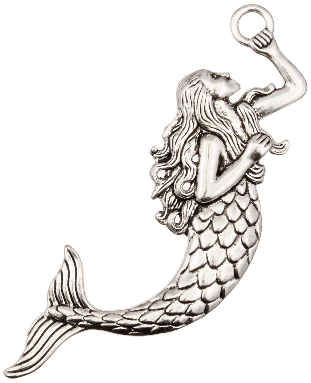 Solid Oak Steampunk Metal Pendant Mermaid, Acrylic, Multicoloured, 0.15 x 2.9 x 3.65 cm