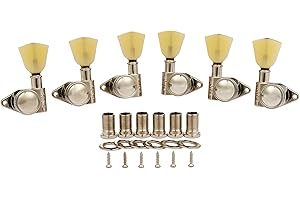 KAISH Nickel 3+3 Locking Tuners 21:1 Locking Tuning Machines Locking Tuning keys with Vintage Keystone Buttons for USA LP/Les Paul/SG/ES/Acoustic Guitars