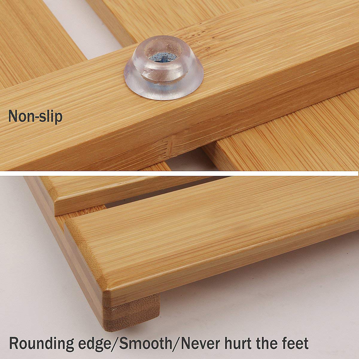 Bamboo Shower Mat Square Bath &Floor Mats Nonsliding Waterproofby