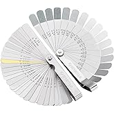 Spurtar 2pcs Feeler Gauge Set 32-Blade Straight Feeler Gauge and 16-Blade Offset Feeler Gauges Filler Gauge SAE Metric Filler