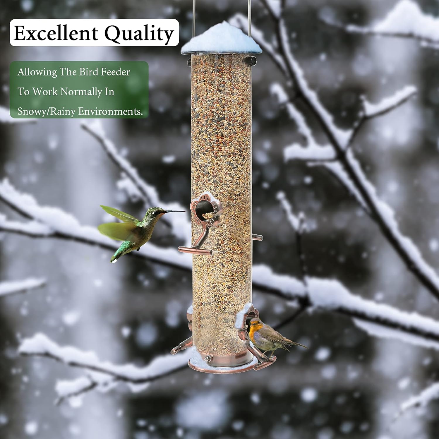 KVISTER Bird Feeder for Outside, Finch Feeder w/4 Feeding Ports, Stainless Steel Hanging Wild Bird Feeders for Garden Backyard Outdoor Decoration Attracting Birds(1PC) : Garden & Outdoor