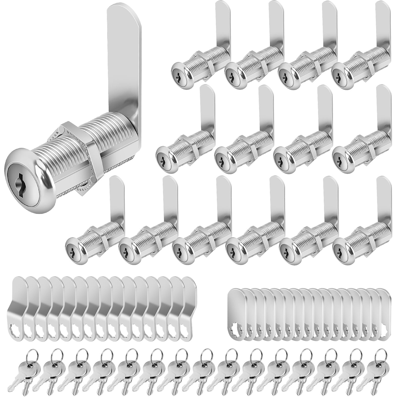 Photo 1 of Cylinnda Cabinet Lock Set, 1-1/2" Long Keyed Alike Cam Locks, 15 Pack, Zinc Alloy, for RV Storage, Tool Box, Cabinets & Thick Drawers