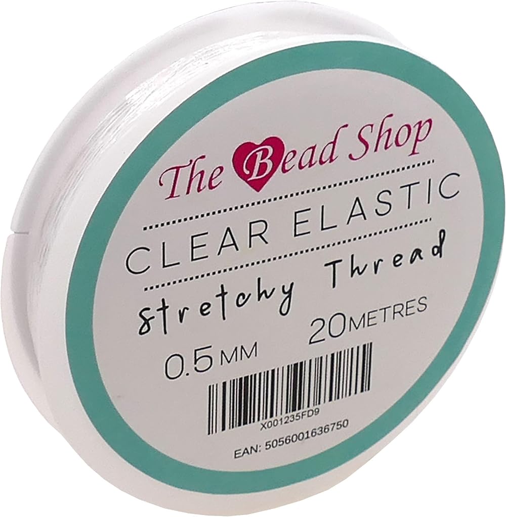 The Bead Shop Clear Elastic Bracelet String 0.5mm 20m Transparent