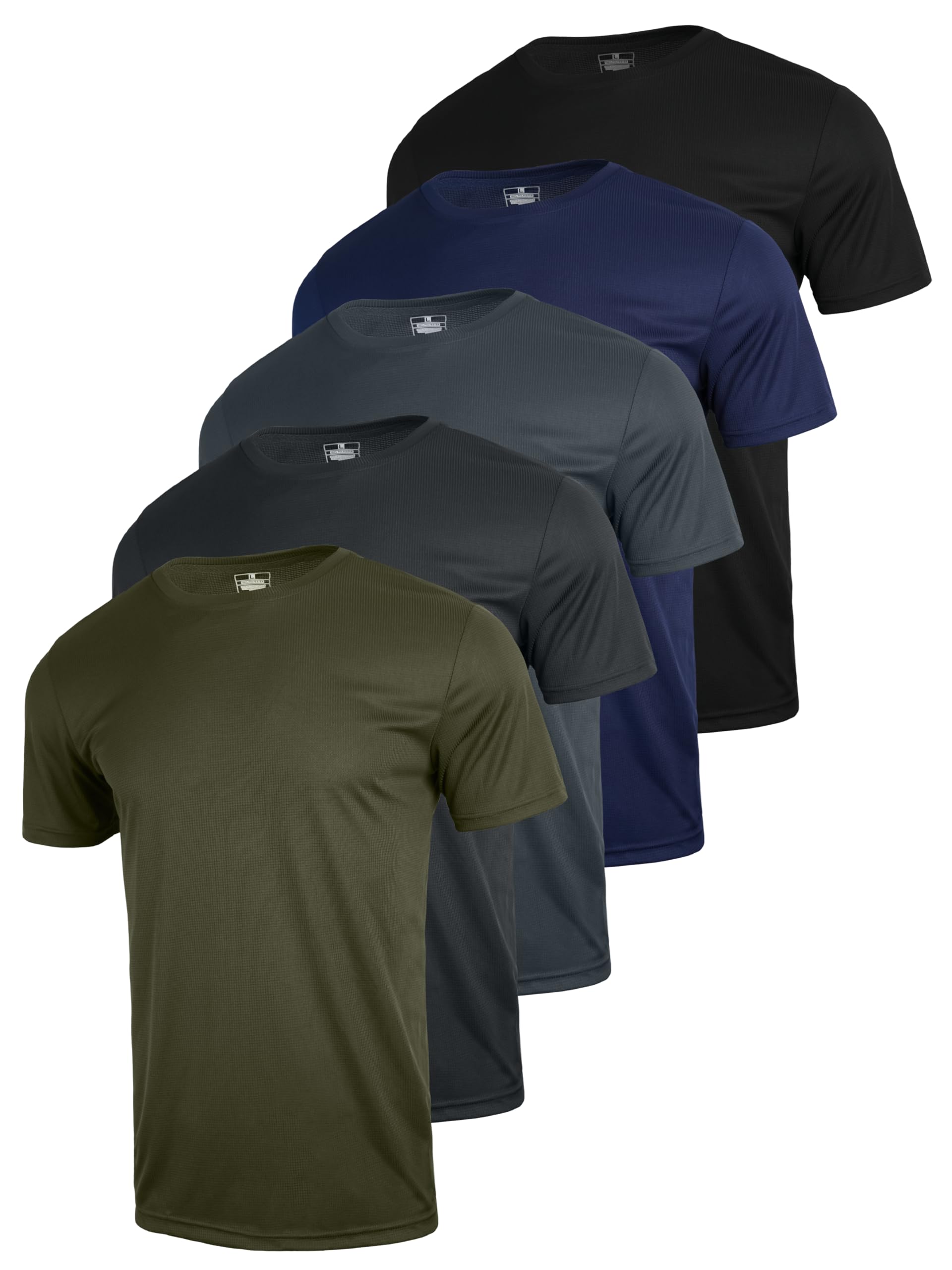 Photo 1 of CuterzClub Mens Shirts Quick Dry Fit Tshirts Moisture Wicking Workout Gym 5 Pack Casual Summer Work Athletic Tee Running Fitted Sport Performance Lightweight Short Sleeve T-Shirt Multipack 1, XL