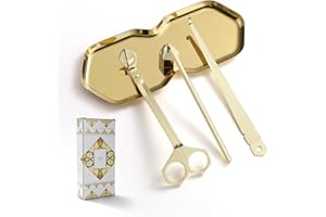 PATOISE 4 in 1 Candle Accessory Set, Wick Trimmer, Candle Snuffer, Wick Scoop,Storage Tray,Perfect for Candle Lovers(Gold)