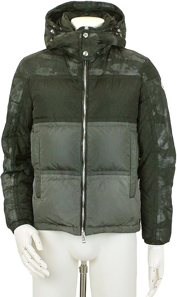 Amazon モンクレール Moncler ダウン ジャケット ブライマン Breitman 切替 カモフラージュ 迷彩 柄 ブラック グレー 0 メンズ 中古 コート ジャケット 通販