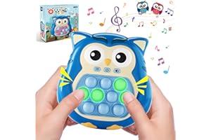 Blue Owl Sensory Pop Fidget Toys for Kids 3-12,Handheld Game for Kids,Light Up Fidget Toy,Travel Toys for 3 4 5 6 7 8 9 Year 