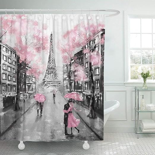 Amazon Com Abaysto Oil Painting Paris European City Landscape France Eiffel Tower Bathroom Decor Shower Curtain Sets With Hooks Polyester Fabric Great Gift Home Kitchen