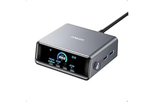 Anker Prime Charger, 250W GaN Prime USB C Charging Station, Ultra-Fast 6-Port, 2.26" LCD Display and Smart Control Dial, Comp