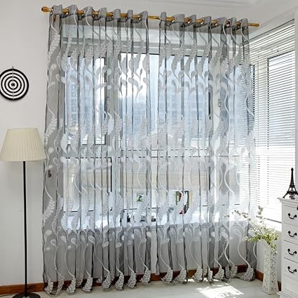 1 2pcs Modern Net Voile Door Window Curtains Room Wedding Colorful