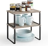 SONGMICS Spice Rack Set of 2 Expandable Kitchen Shelf Organisers Black Heather