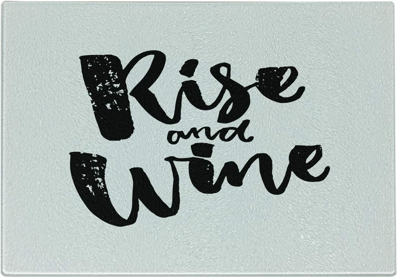 Amazon Com Ambesonne Funny Words Cutting Board Rise And Wine Brush Calligraphy Words Humorous Saying Drink Motivation Fun Decorative Tempered Glass Cutting And Serving Board Small Size Black And White Kitchen Dining amazon com