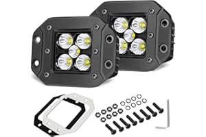 OFFROADTOWN Flush Mount LED Pods, 2PCS 5 Inch 100W LED Driving Lights Flush Reverse Backup Light Spot Flood Combo Beam Pods Light Off Road Lights for Truck Pickup Jeep UTV ATV SUV
