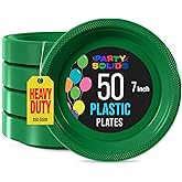 Exquisite Party Solids Green Plastic Plates For Party Supplies 7" Green Disposable Plates Heavy Duty 50 Pcs Plastic Dinnerware Sets Heavy Duty 350 GSM Disposable Dinnerware Set