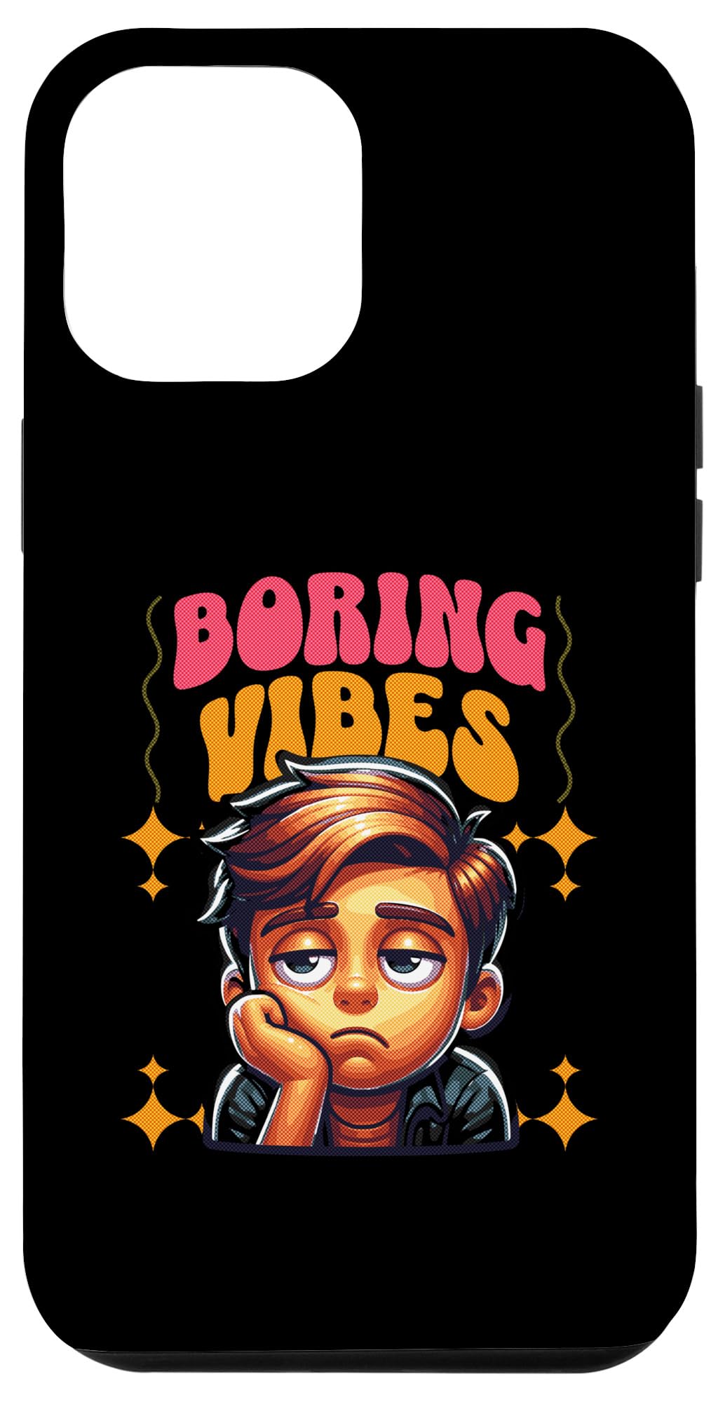 iPhone 15 Plus Boring Vibes face - Express your feelings with an image Boys Case