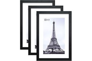 VCK 24x36 Solid Wood Poster Frames Black 3 Pack Picture Frame with Wall Mounting Hanging