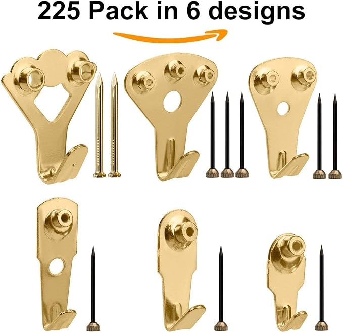 Picture Hangers Hooks, ExcelFu 225 Pieces Heavy Duty Picture Hanging