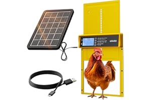 OKKÖBI Okkobi Automatic Chicken Coop Door Solar Powered - LCD Display - Chicken Coop Door with Remote Control, Light Sensor & Timer - Security & Peace of Mind: Anti-Pinch Function - 5-Year Protection