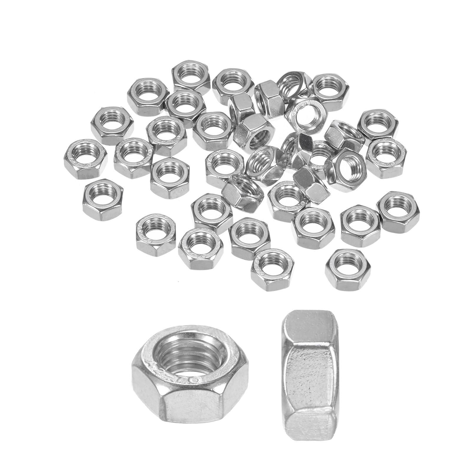 M METERXITY 50-Pack Metric Hex Nuts M8 x 1.25mm Thread Stainless Steel Hexagon Nut Hex Nut Metric Nuts for Machinery/Automotive/Repair/Industrial