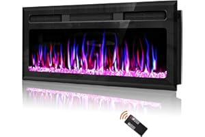 Hocookeper 60 inch Electric Fireplace, Wall Mounted and Recessed Fireplace Linear Fireplace Insert with Remote Control, Adjustable Flame Colors, Timer,750w/1500w, Black