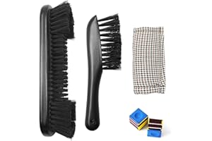 MoyanSuper Billiards Brush Pool Table and Rail Brush Cleaning Tools Set with Cloth Cue Shaft Slicker & Small Cue Chalk Cube