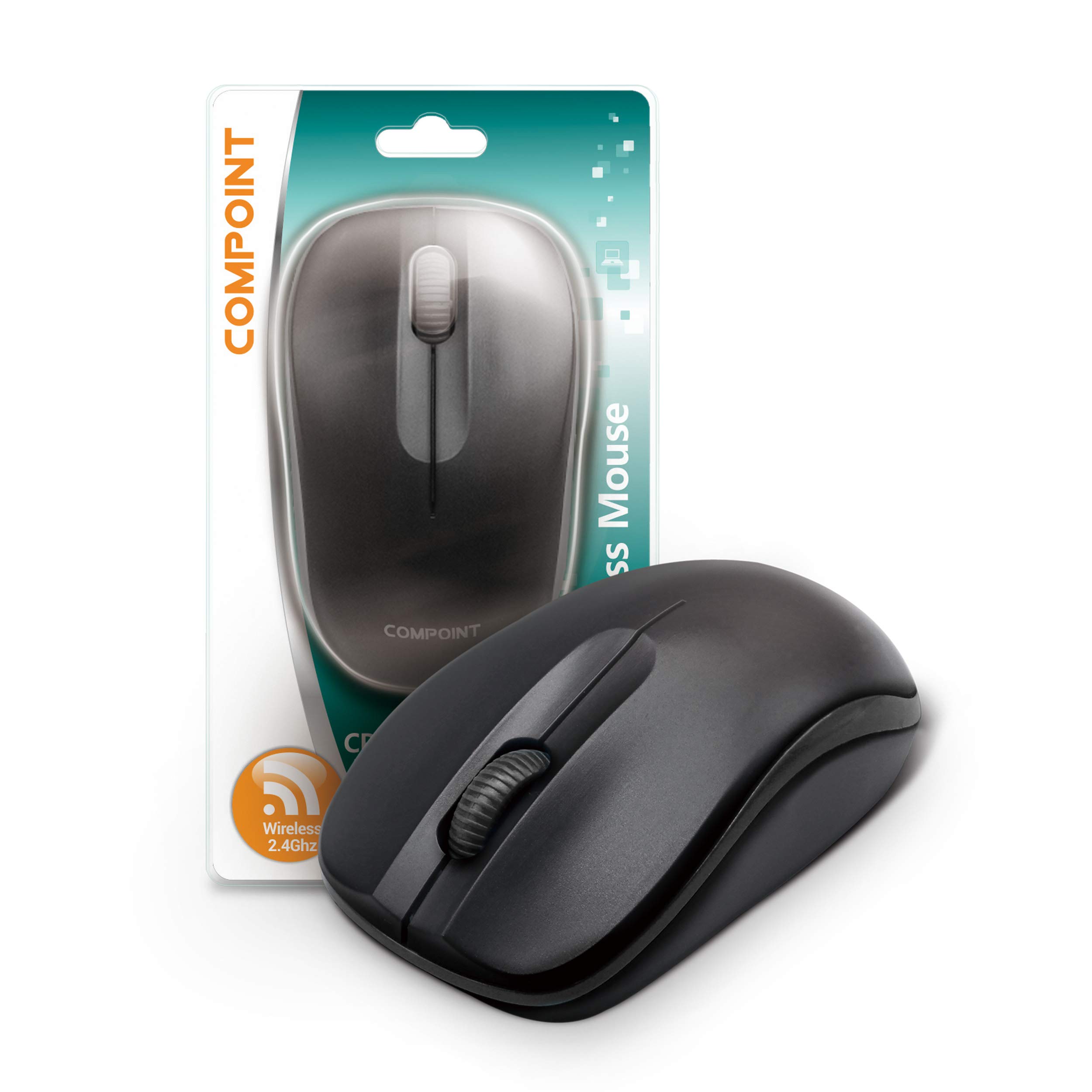 Dynamode Wireless Mouse with Mini USB Receiver - Optical Cordless Mouse for Laptop, Computer, Macbook, Gaming, Working - 2.4Ghz Small Silent Black Portable Mouse Up To 10m with USB Adaptor