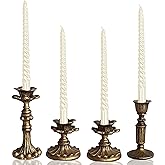 Vintage Candlestick Holder for Taper,Resin Candle Holder Antique Bronze,Decorative for Home Decor Centerpiece for Wedding Party, Wedding Anniversary Decoration,Set of 4(AABC)