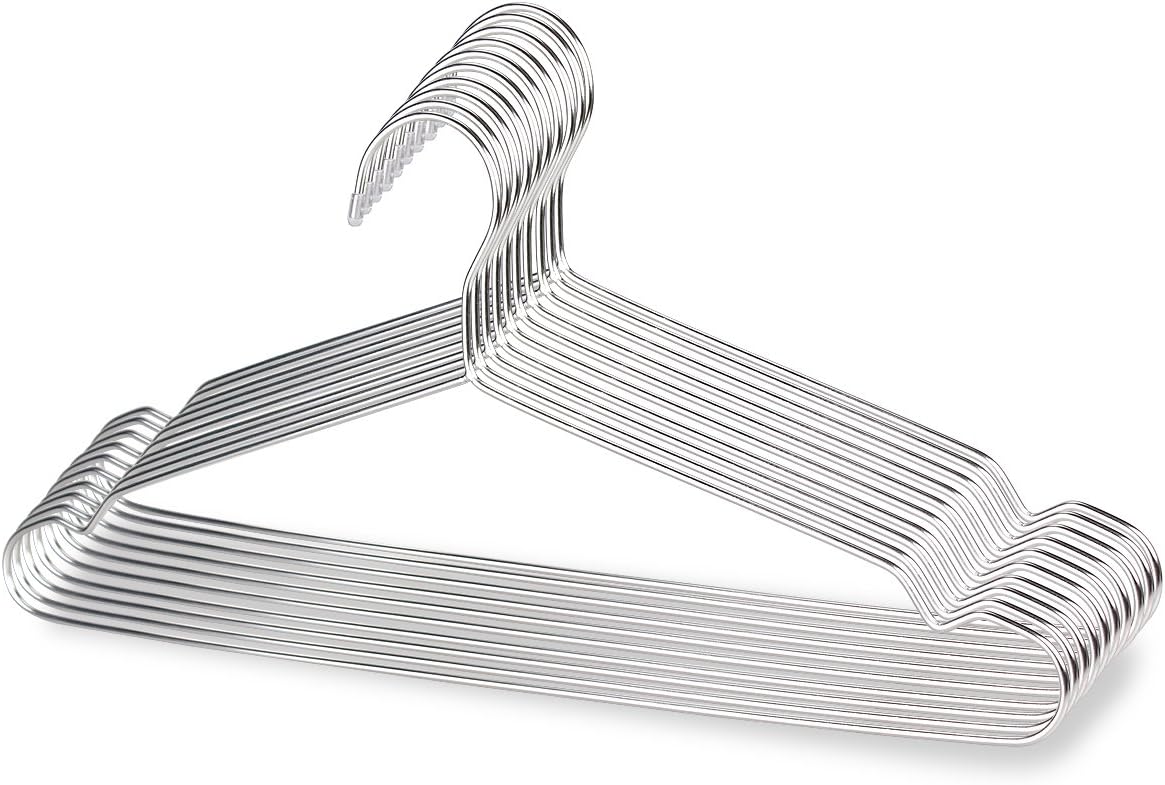 Puersit 30 Pack Stainless Hanger 17 Inch Metal Coat Hangers, Trouser Hangers,Suit Hangers,Strong