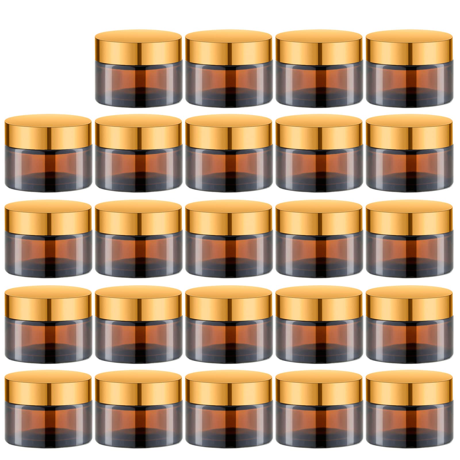 Photo 1 of Lil Ray 1 oz Round Amber Glass Jar with Inner Liners and Gold Lid (24pcs)