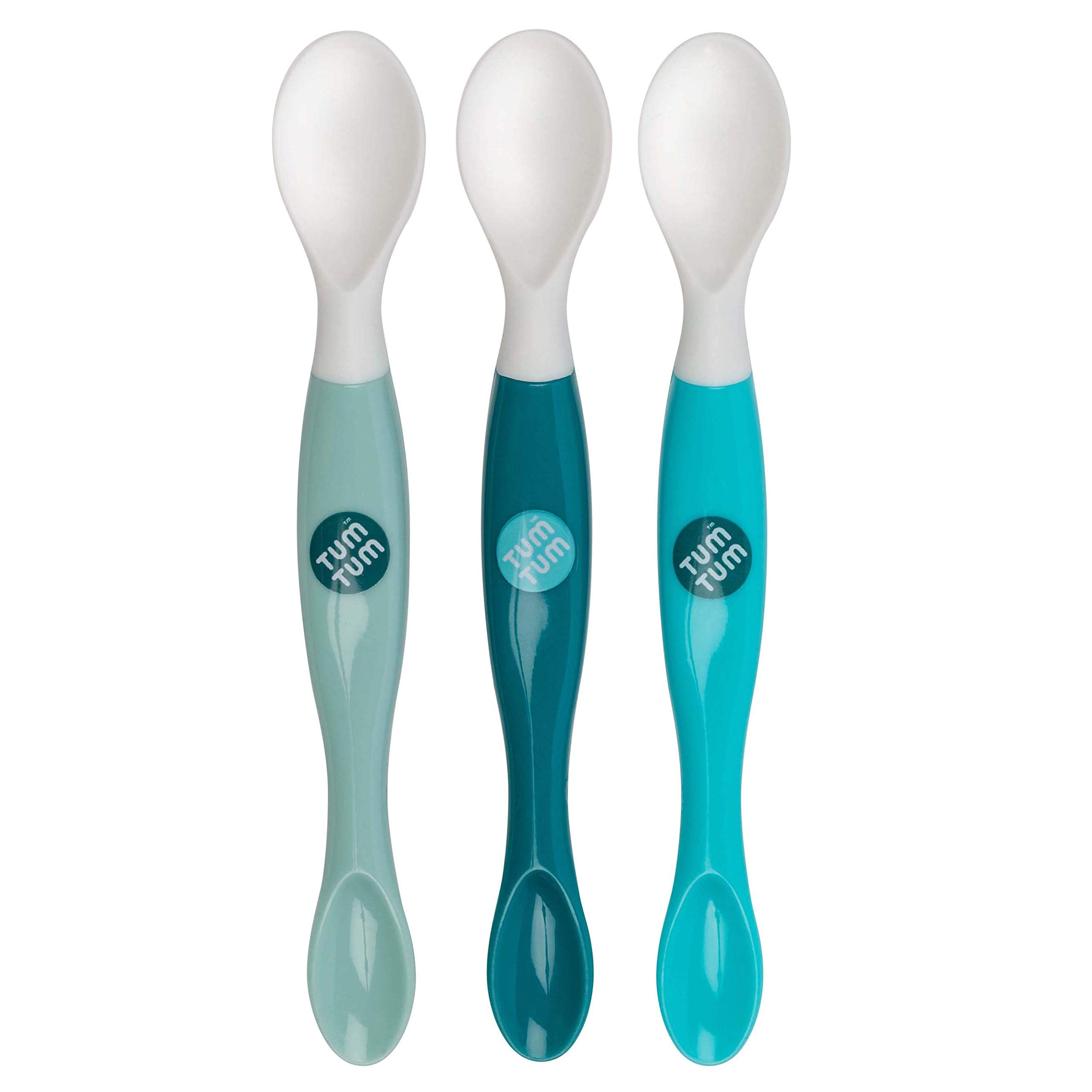 TUM TUM 3pc Swapsie Weaning Spoons Set, Double Ended Baby Spoons, BPA & Dishwasher Safe (Blue)