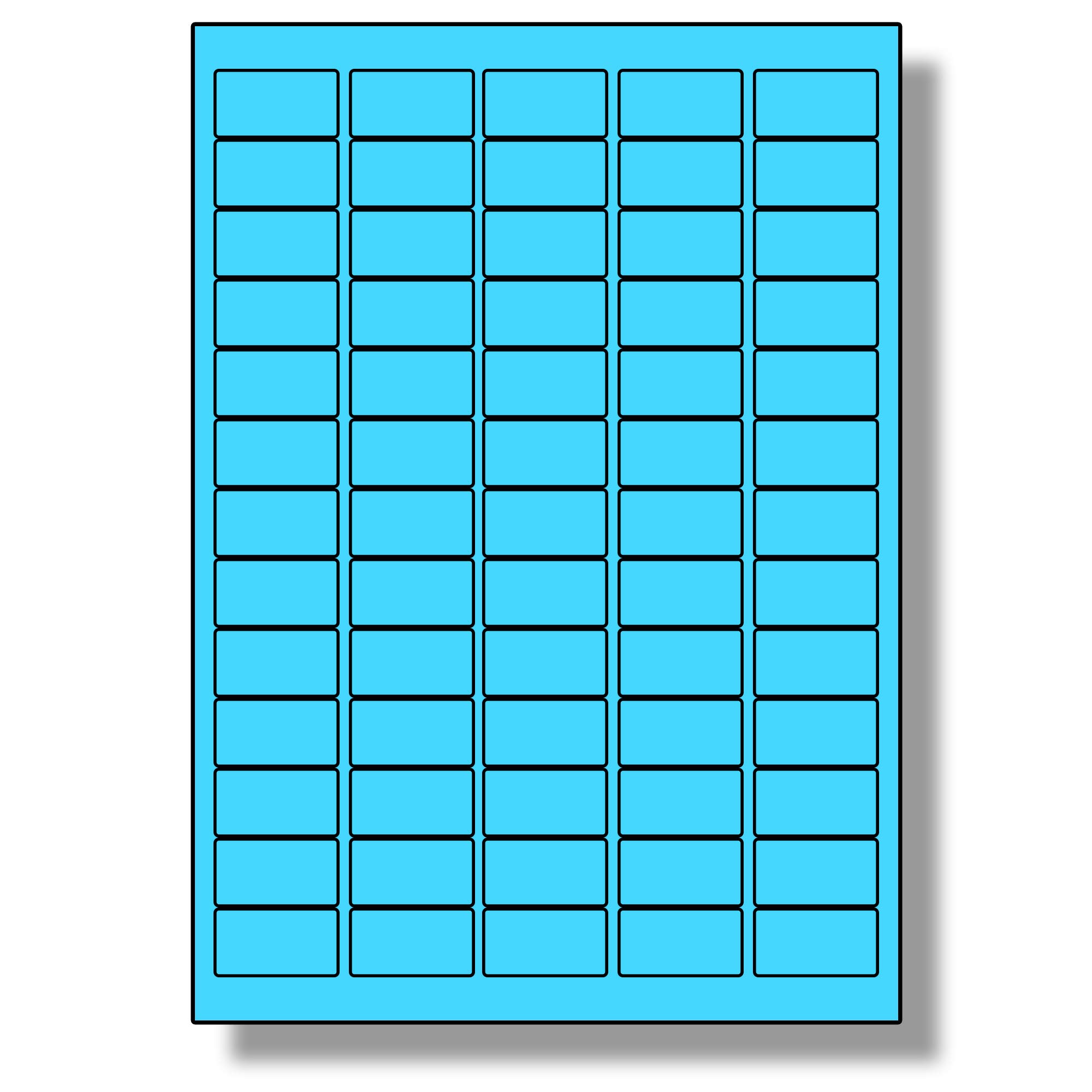 Label Planet® 65 Per Page/Sheet, 5 Sheets (325 Sticky Blue Mini Labels), Blank Plain Matt Quality A4 Coloured Stickers, for Laser/Copier/Inkjet Printer, UK LP65/38C, 21.2 x 38.1 MM, Colour Coding