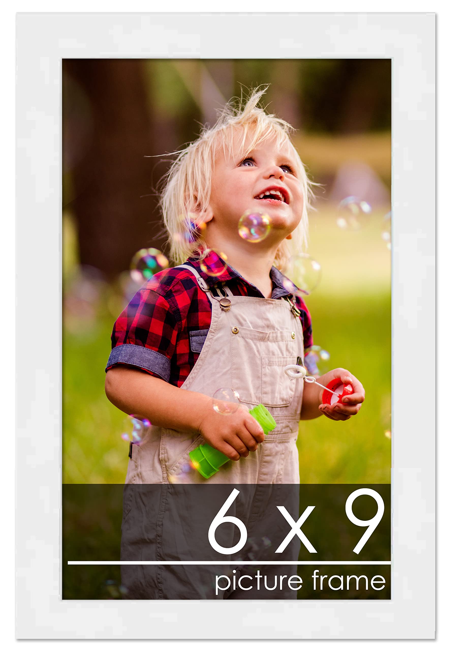 Photo 1 of Poster Palooza 6x9 Frame White Solid Pine Wood Picture Frame | UV Acrylic, Foam Board Backing & Hanging Hardware